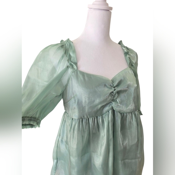 Altard State Mint Green Puff Sleeve Blouse Size Small - Picture 5 of 7